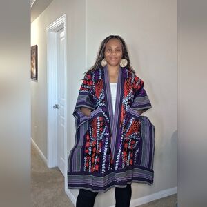 Asooke Ankara Kimono Duster/African Print Jacket/ Tribal Kimono With Pockets/One